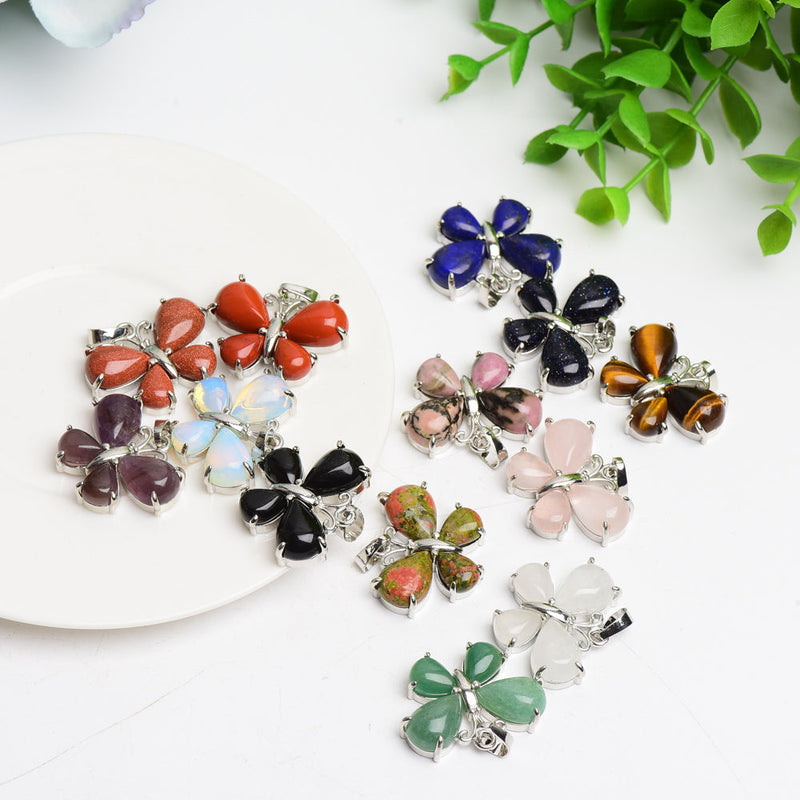 1.1 Inch Mixed Crystal Butterfly Pendant for Spiritual Healing