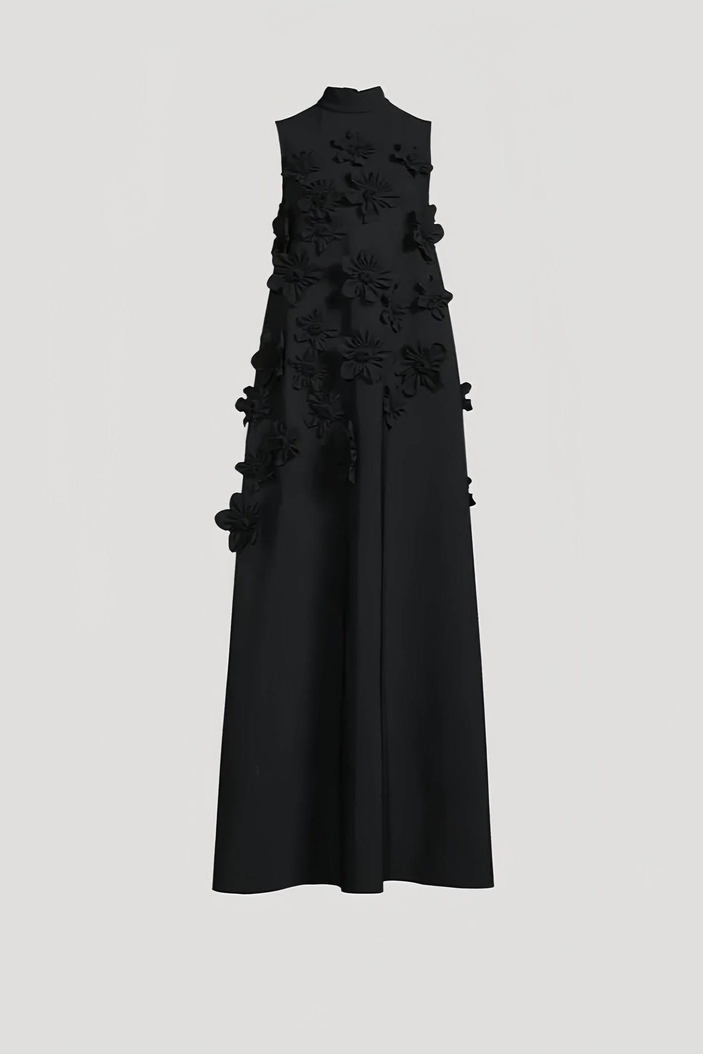 Daphne 3d High Neck Sleeveless Maxi Dress-black