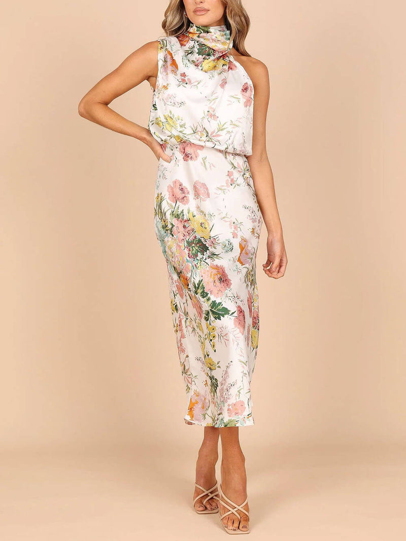 Halter Neck Elastic Waist Maxi Dress