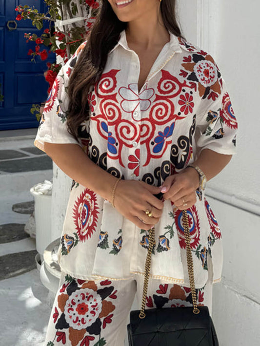 Unique and Exquisite Print Button-down Oversized Blouses