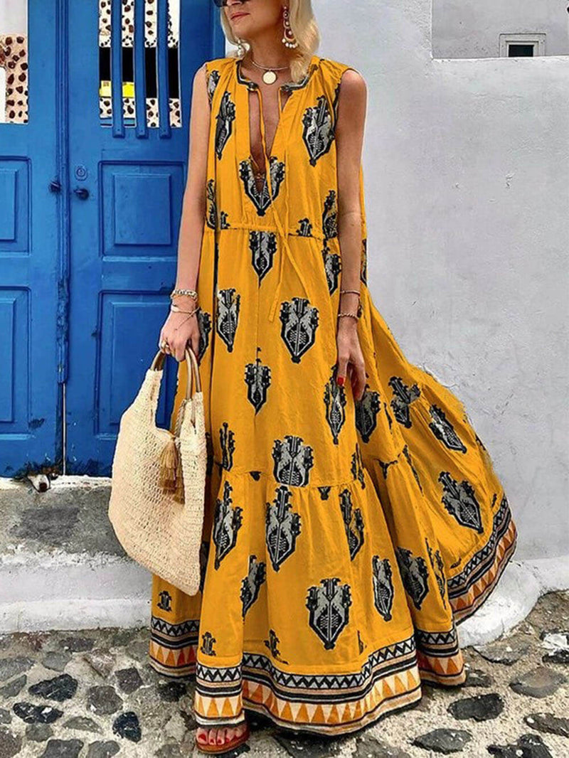 Style Unique Pattern Print Maxi Dress