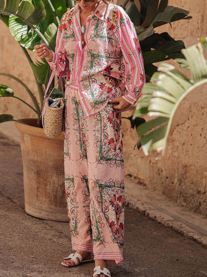 Unique Charm Print Elastic Waist Pocketed Pants