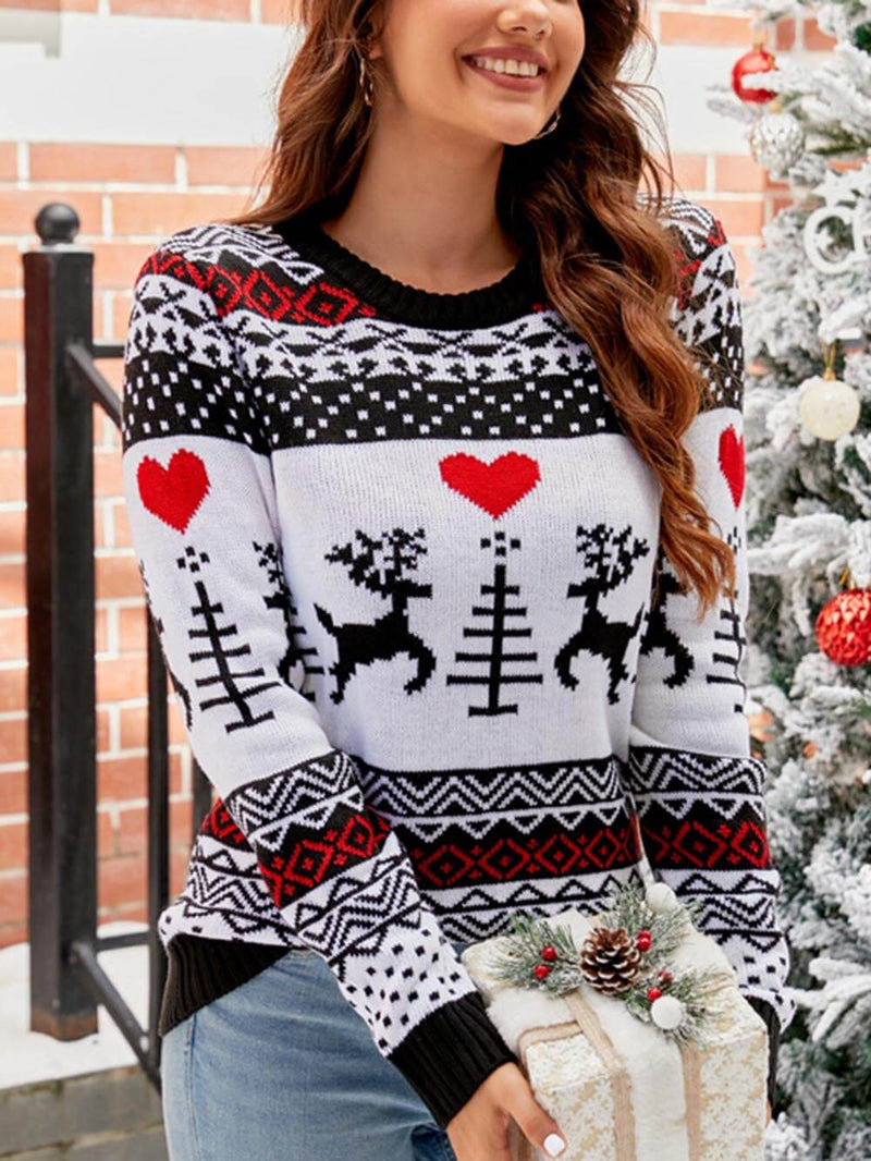 Christmas Lazy Style Jacquard Pullover Knitted Sweater