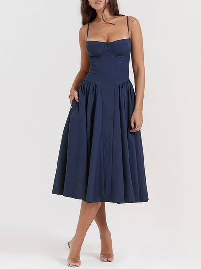 V-neck Strapless Midi Dress