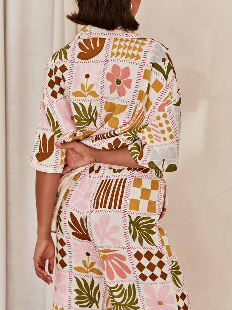 Sophisticated Loose-fitting Unique Printed Blouse