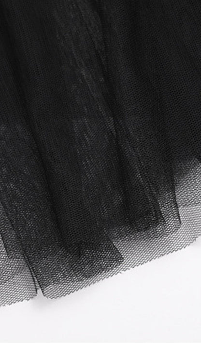 Tiered Ruffle Tulle Evening Maxi Dress
