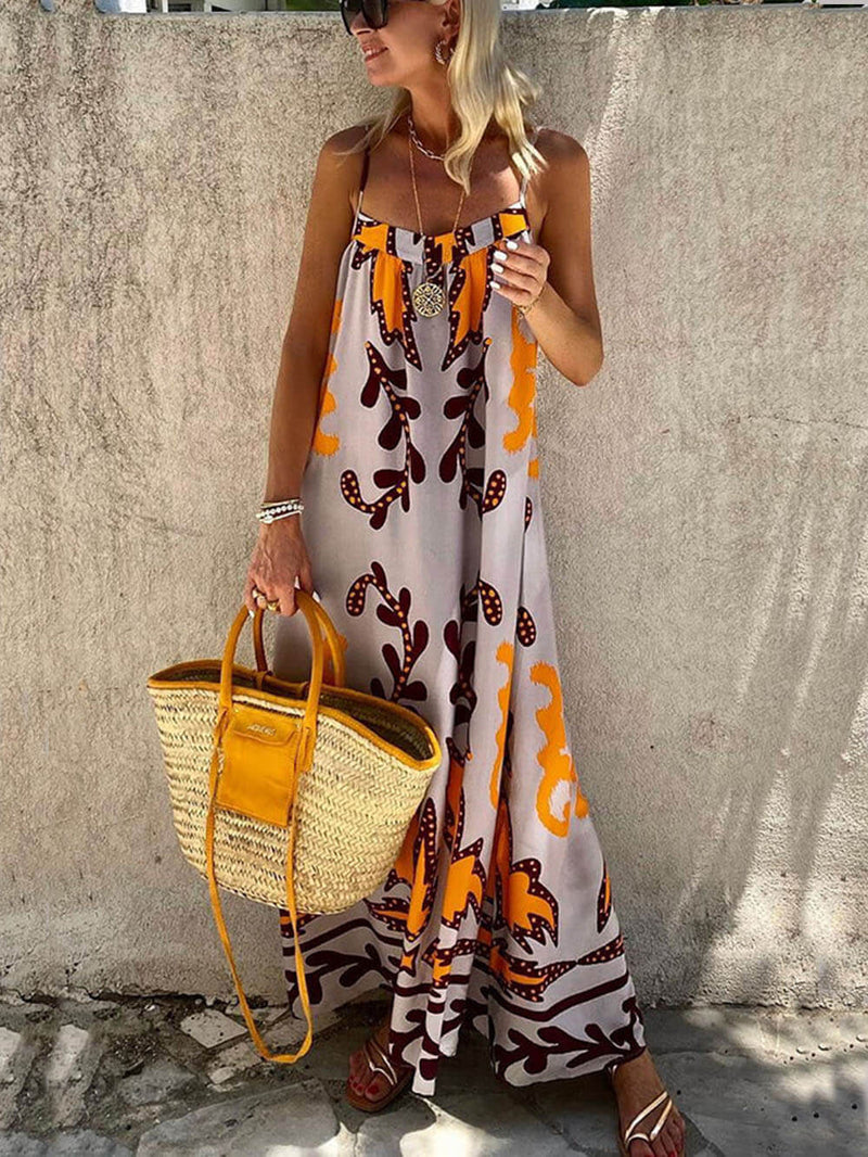 Artemis Delight - Print Spaghetti Strap Maxi Dress