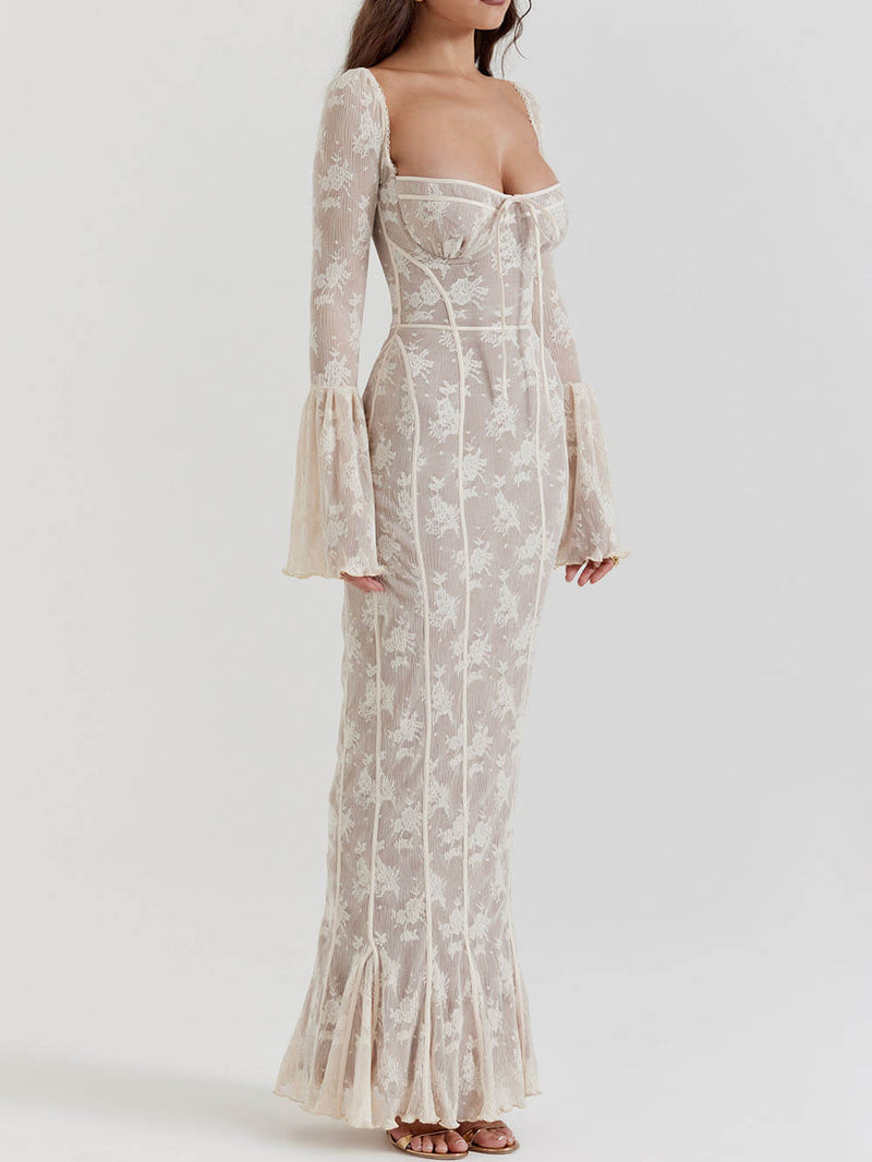 Cream Lace Maxi Dress