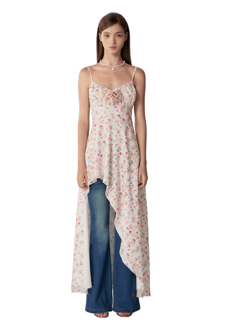 Diagonal Split Hem Maxi Dress