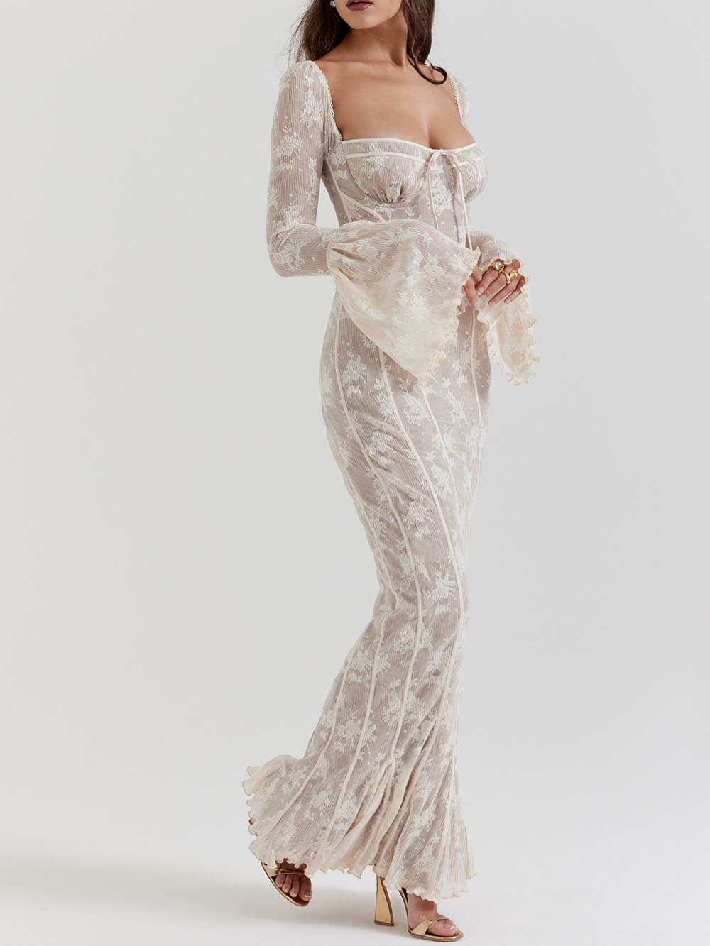 Cream Lace Maxi Dress