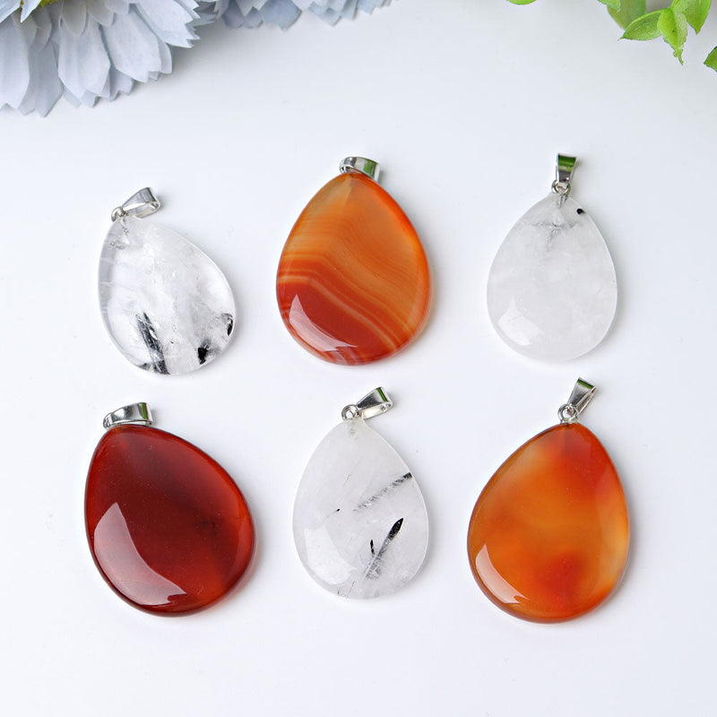 1.5 Inch Carnelian Black Tourmaline Spiritual Protection Pendant