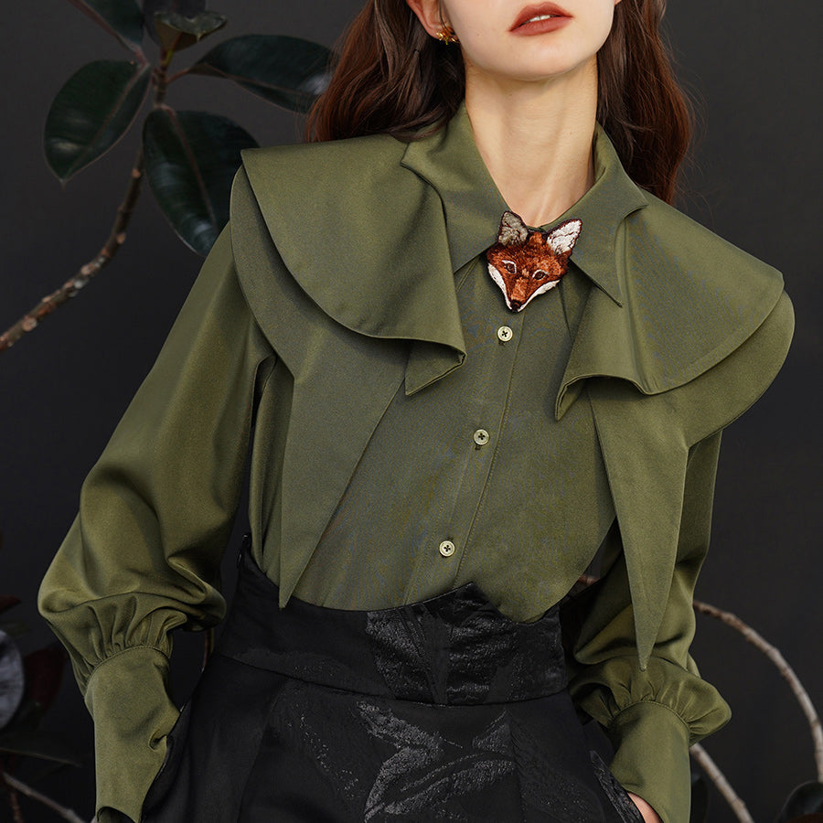 Fox Charm Ruffle Blouse