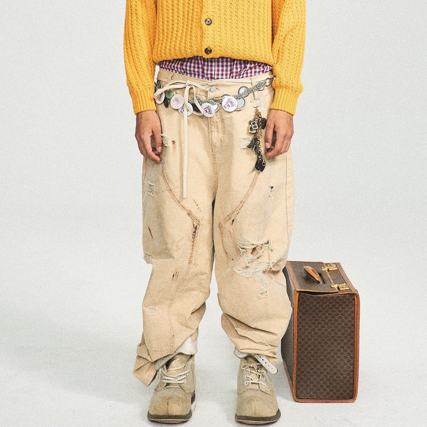 Distressed Double-knee Pants