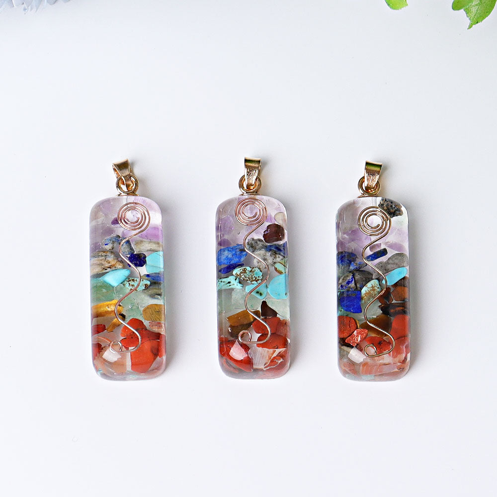 1.8 Inch Chakra Resin Crystal Pendant for Spiritual Healing
