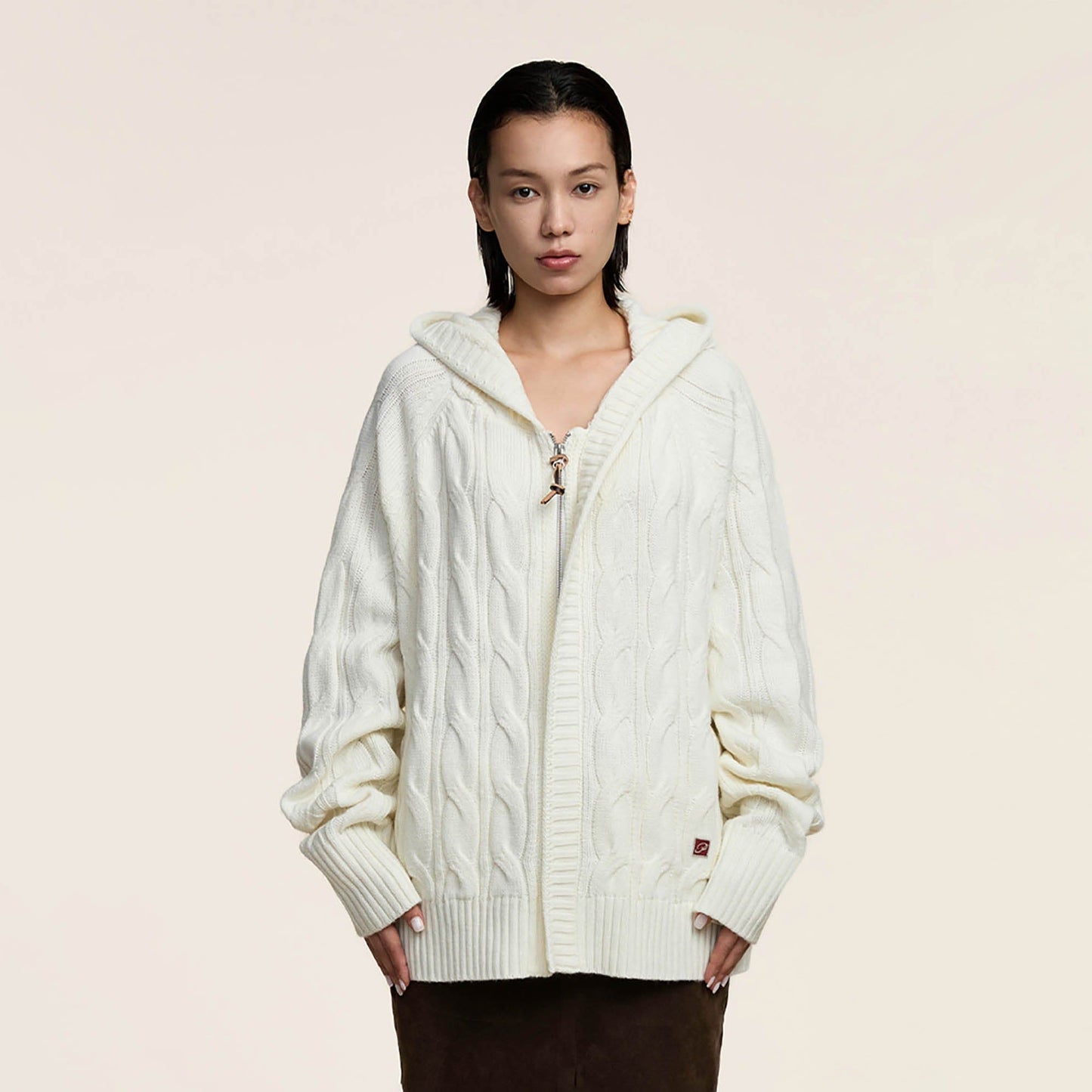 Cable Knit Hooded Cardigan