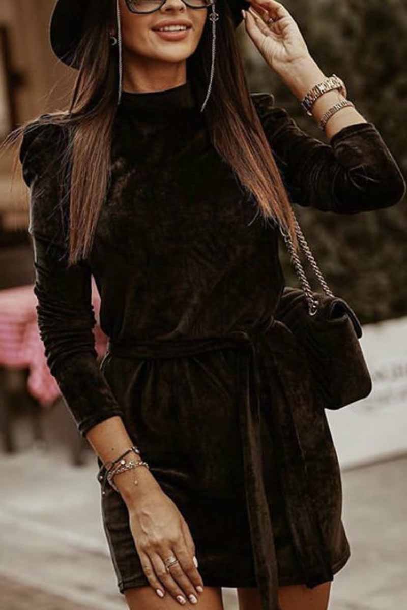 Long Sleeve Mini Dress(4 Colors)