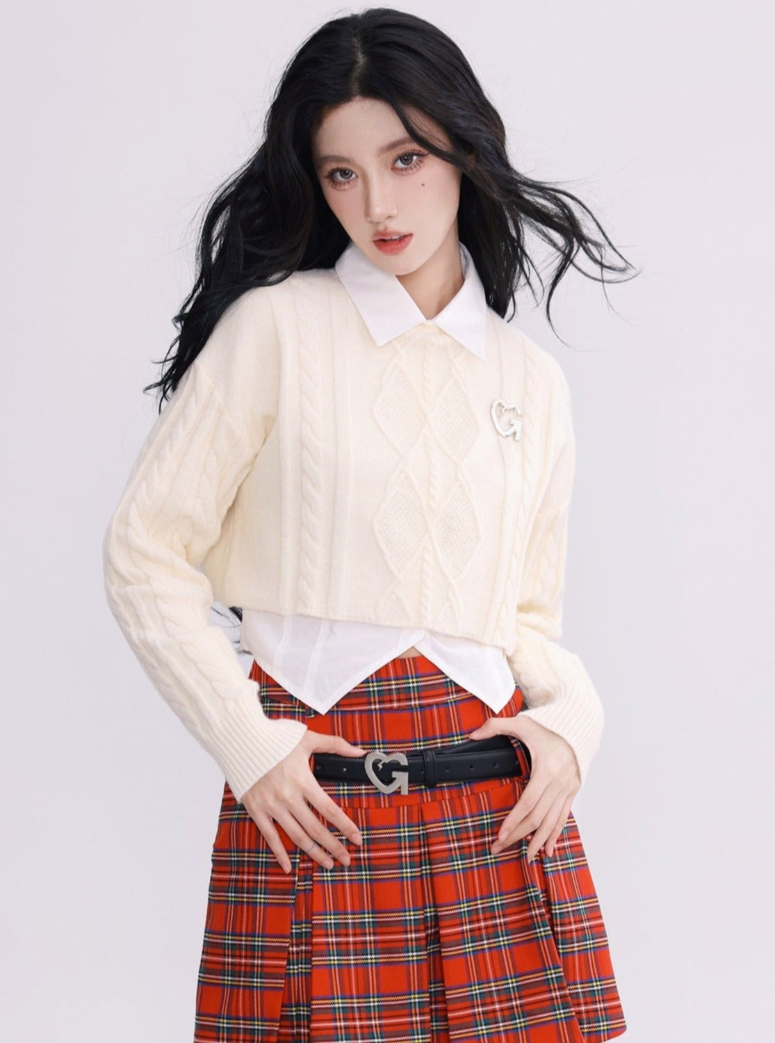 Cg Diamond Knit Cropped Sweater