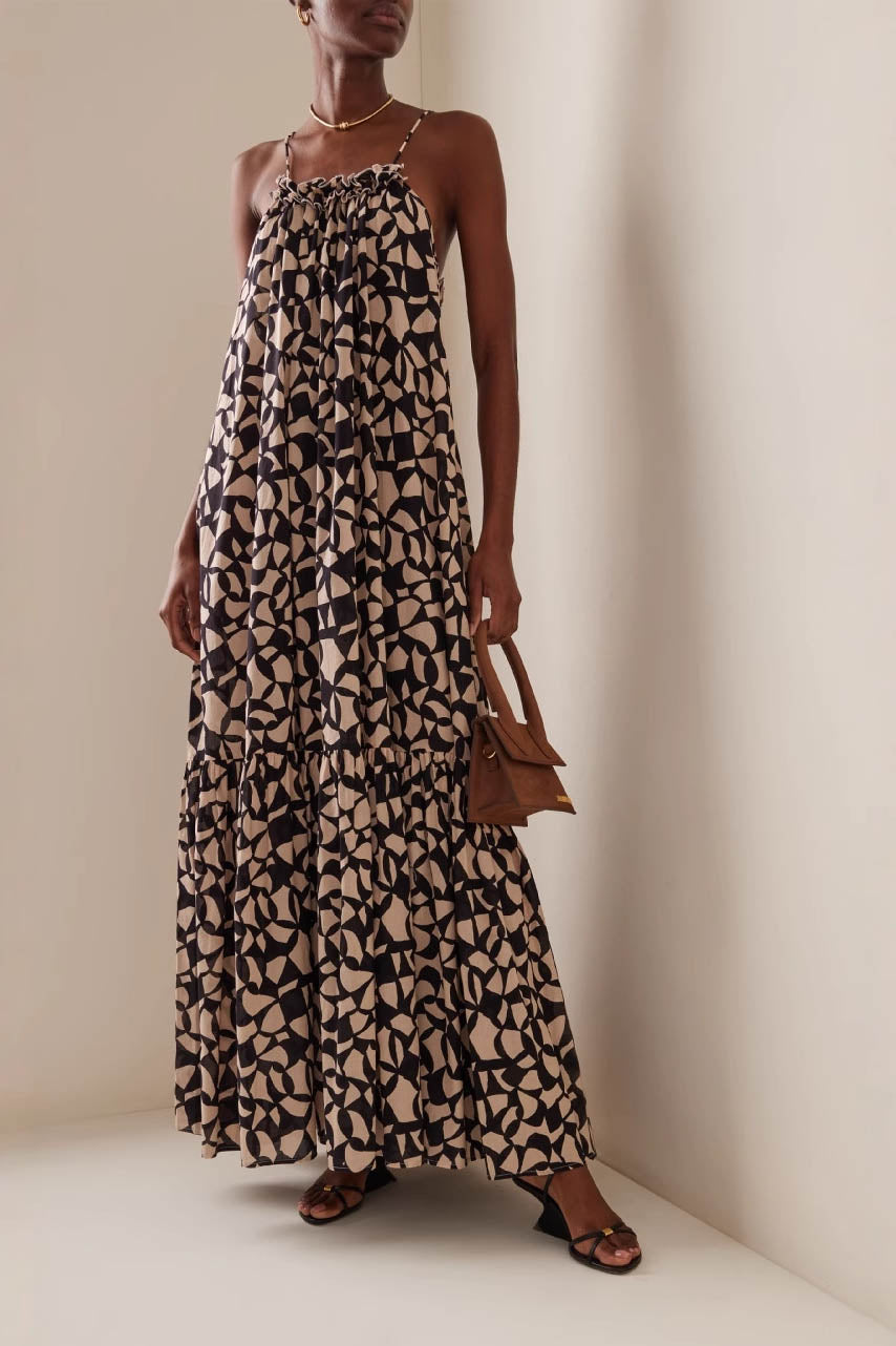 Monochrome Reverie-midi Dress