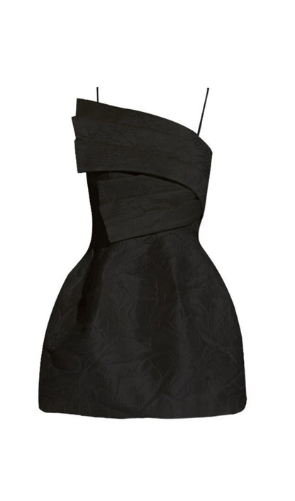 Strapy Hem Mini Dress in Black