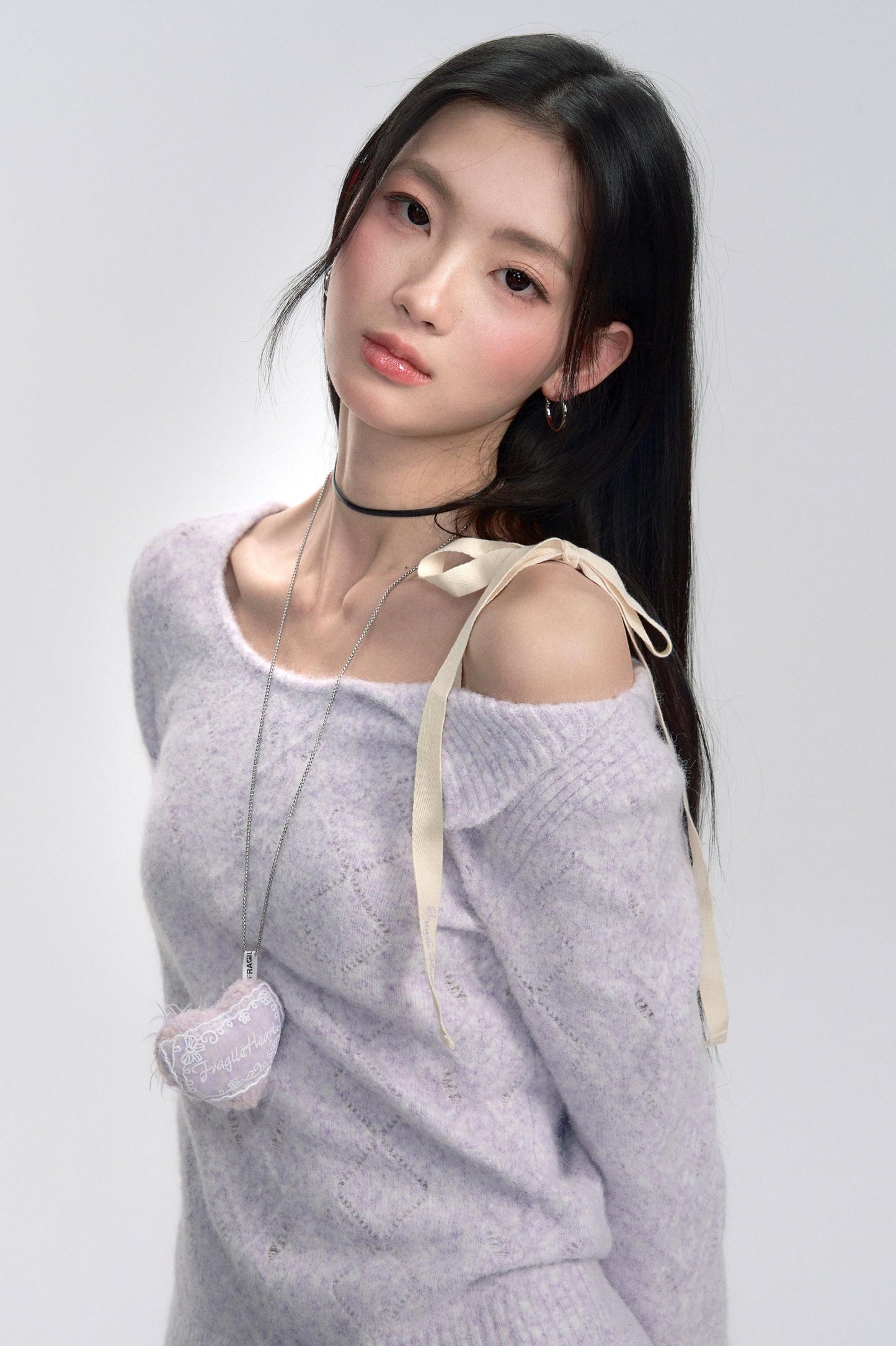 Lavender Diamond Pattern Knit Blouse