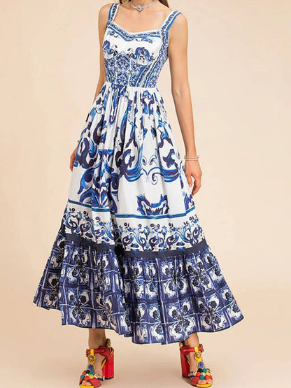 Sling Print Loose Dress