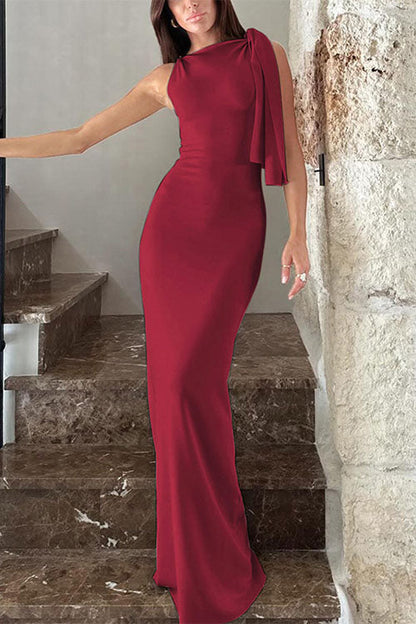 Sleeveless Tie Shoulder Bodycon Maxi Dress