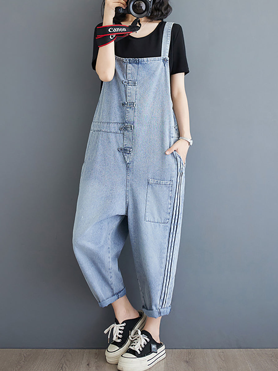 Summer Denim Shirred Jumpsuits At1032