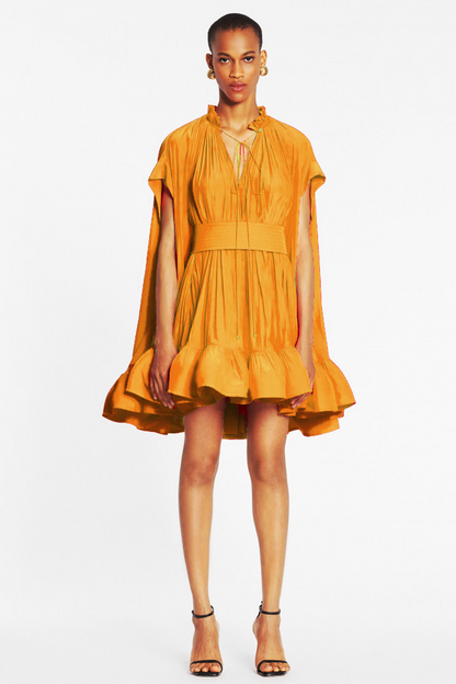 Basia Cape-effect Ruffle Mini Dress