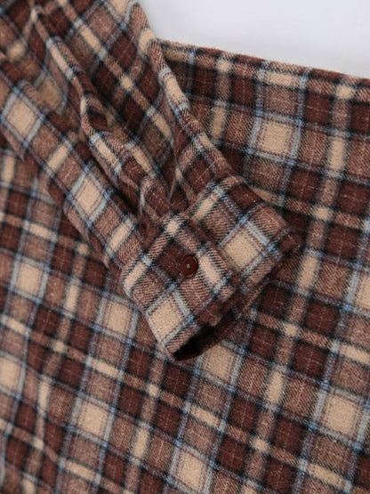 Plaid Shirts Loose Gingham Female Blouse Autumn