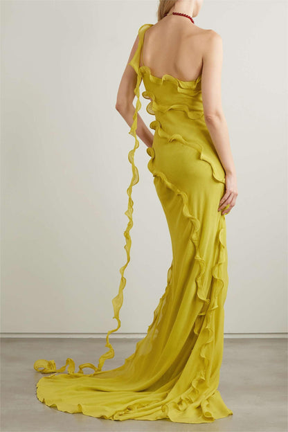 Frill Split Maxi Dress