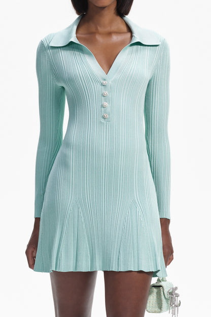 Knit Long Sleeve Rhinestone Bottom Mini Dress