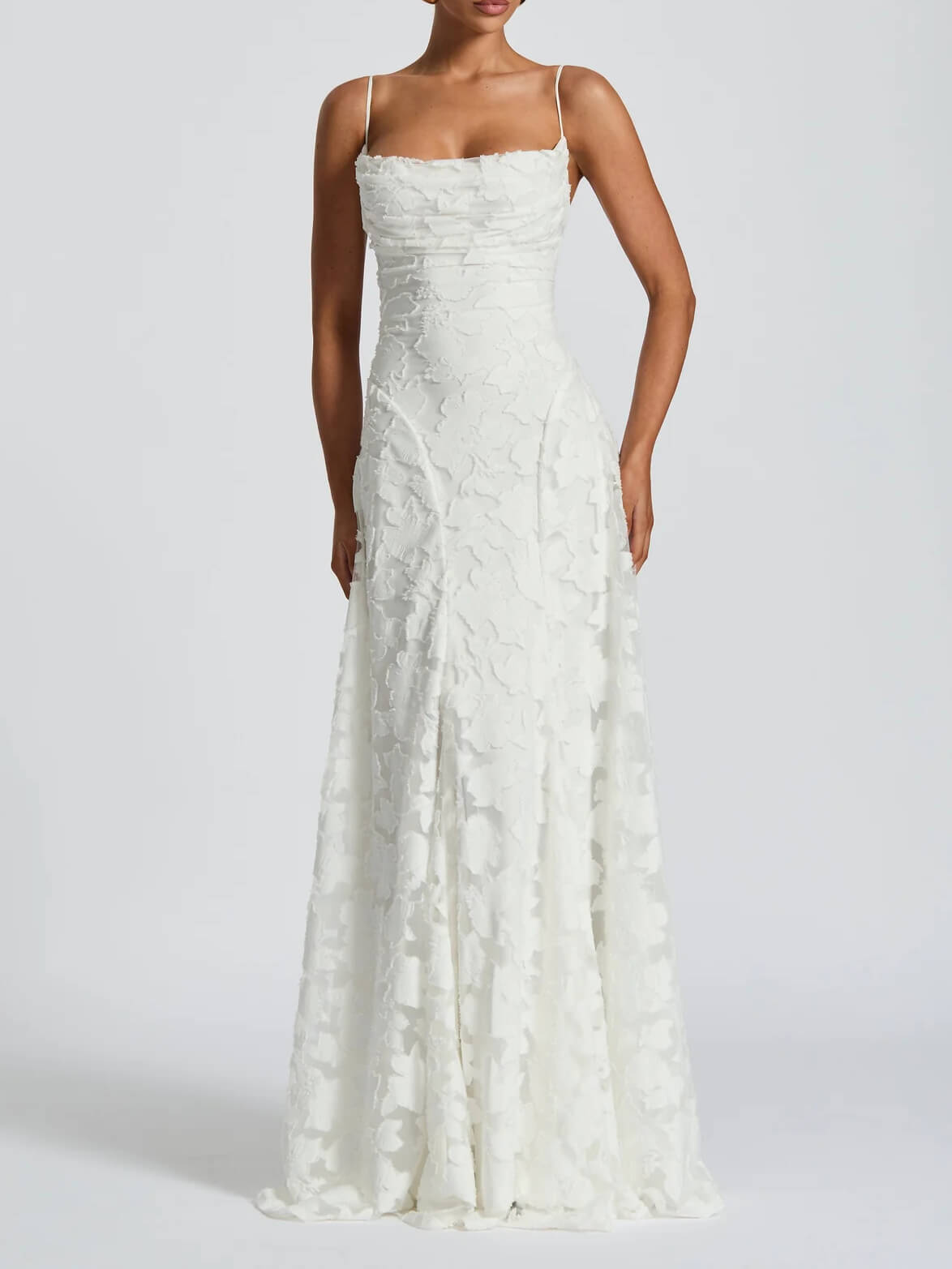 Thea - Textured Elegance Jacquard Maxi Dress