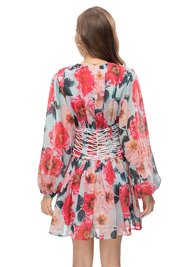 Long Sleeve V-neck Mini Dress