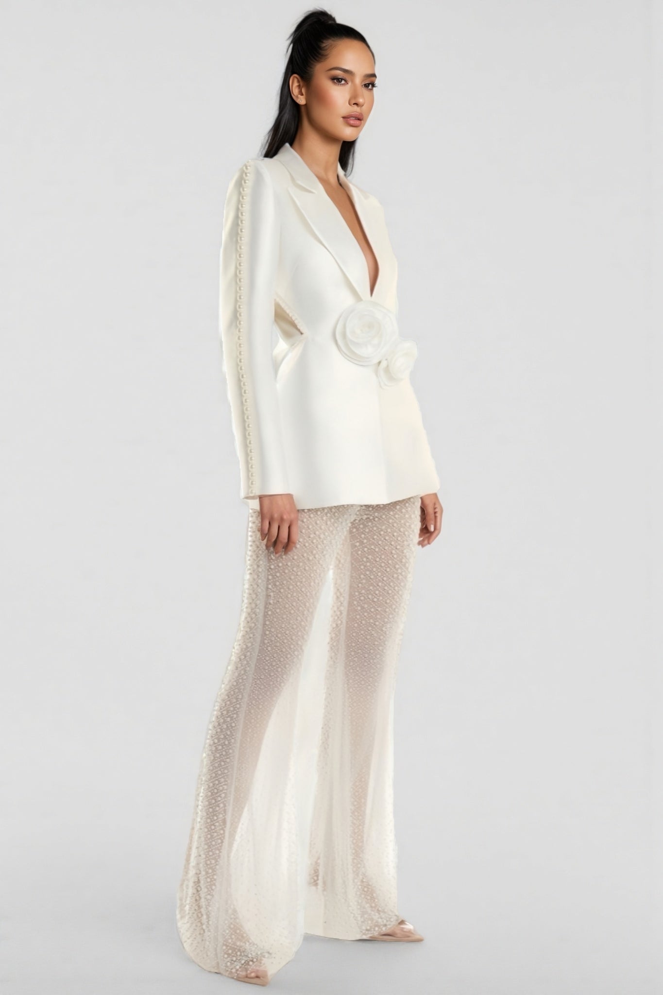 Becky Pearl Sequin Mesh Pants