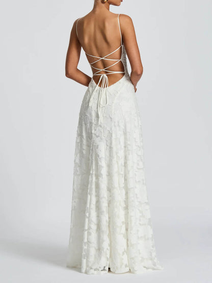 Thea - Textured Elegance Jacquard Maxi Dress