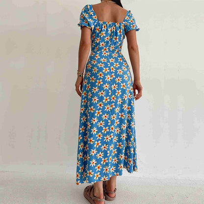 Print Hem Split Dresses