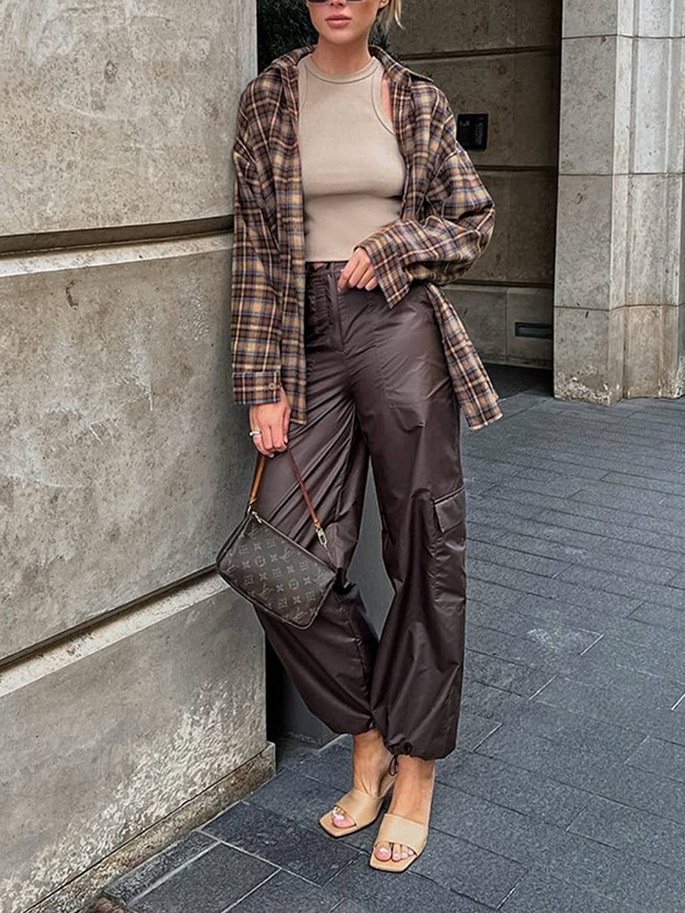 Plaid Shirts Loose Gingham Female Blouse Autumn