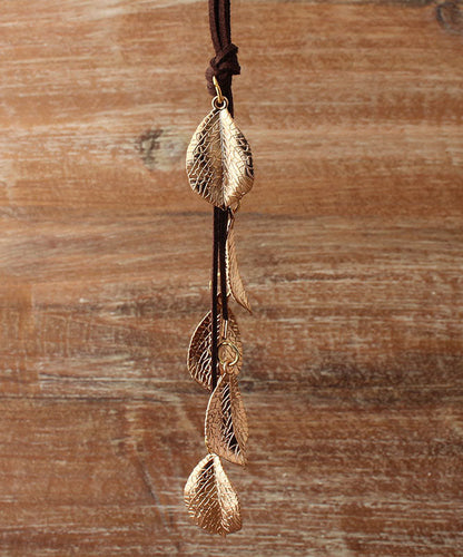 Gold Leaf Long Pendant Necklace