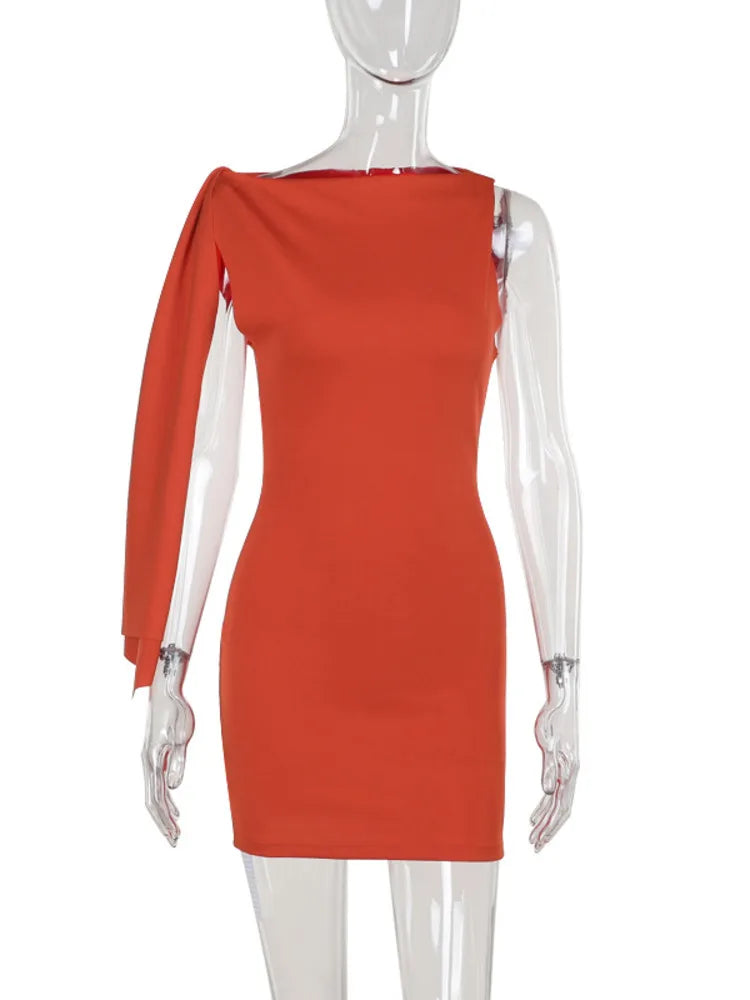 Irregular Sleeveless Mini Dress for Off-shoulder Slash Neck Bodycon Slim Fit Club Party Dress