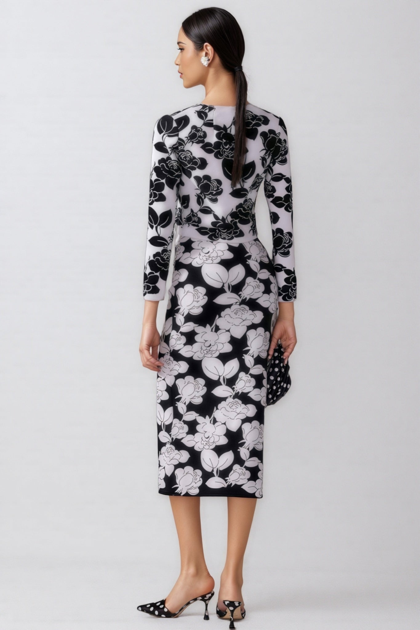 Elian Black and White Midi Dress Set