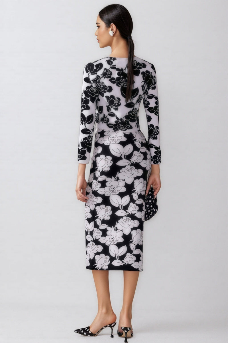 Elian Black and White Midi Dress Set
