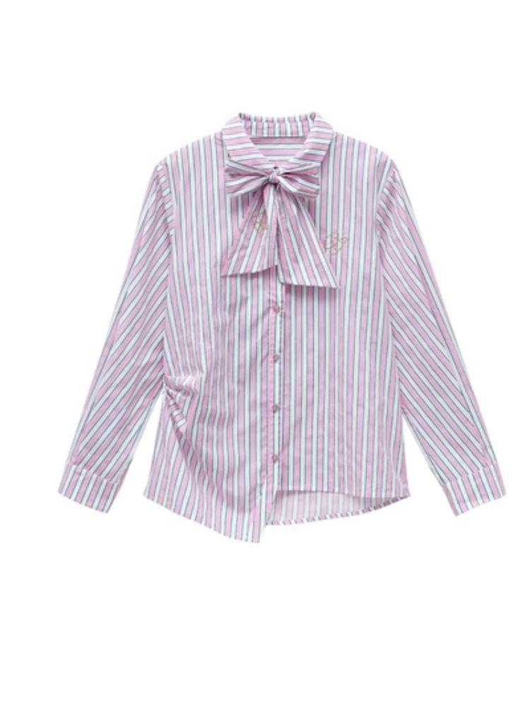 Striped Bow-tie Blouse Shirt