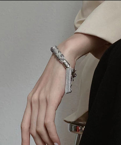 Silk Hand Woven Fried Dough Twist Tassel Charm Bracelet