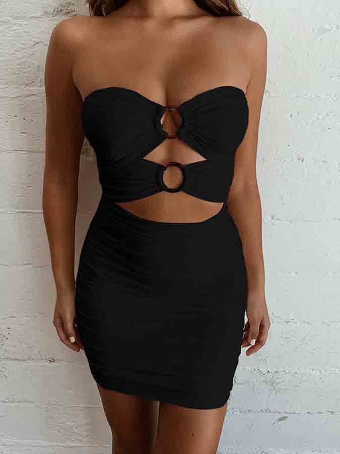 Off Shoulder Cut-out Slim Mini Dress