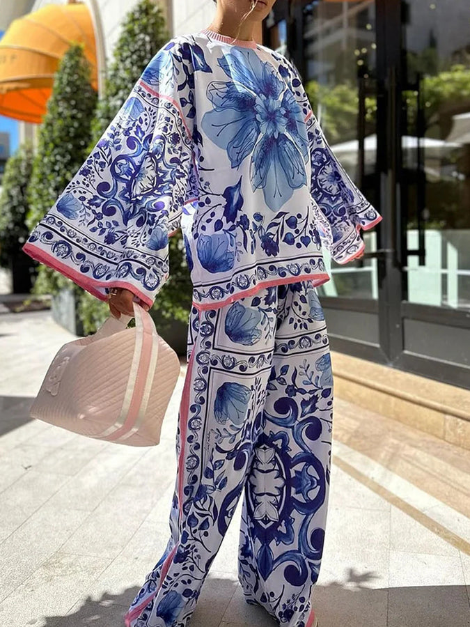 Printed Long Sleeves Shirt and Pants Sets