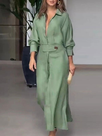 Long Sleeves Buttoned Shirt Maxi Dress