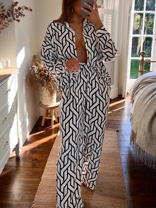 Long Sleeves Printed Shirt and Pants Sets