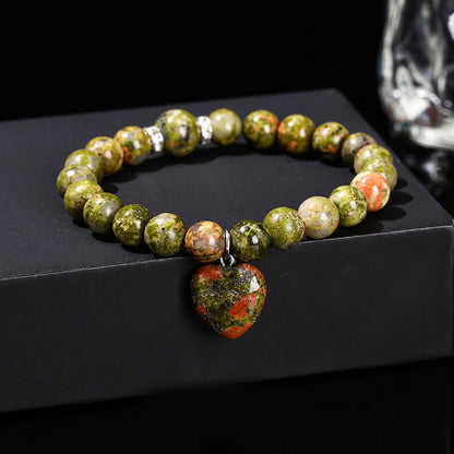10mm Green Aventurine Love Heart Balance Bracelet