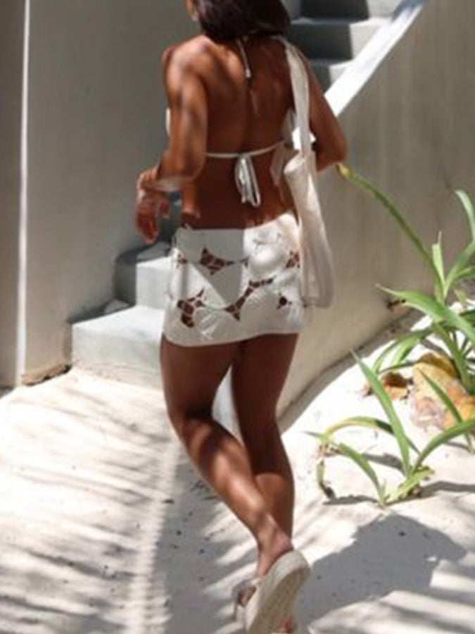 White Bikini and Mini Skirt