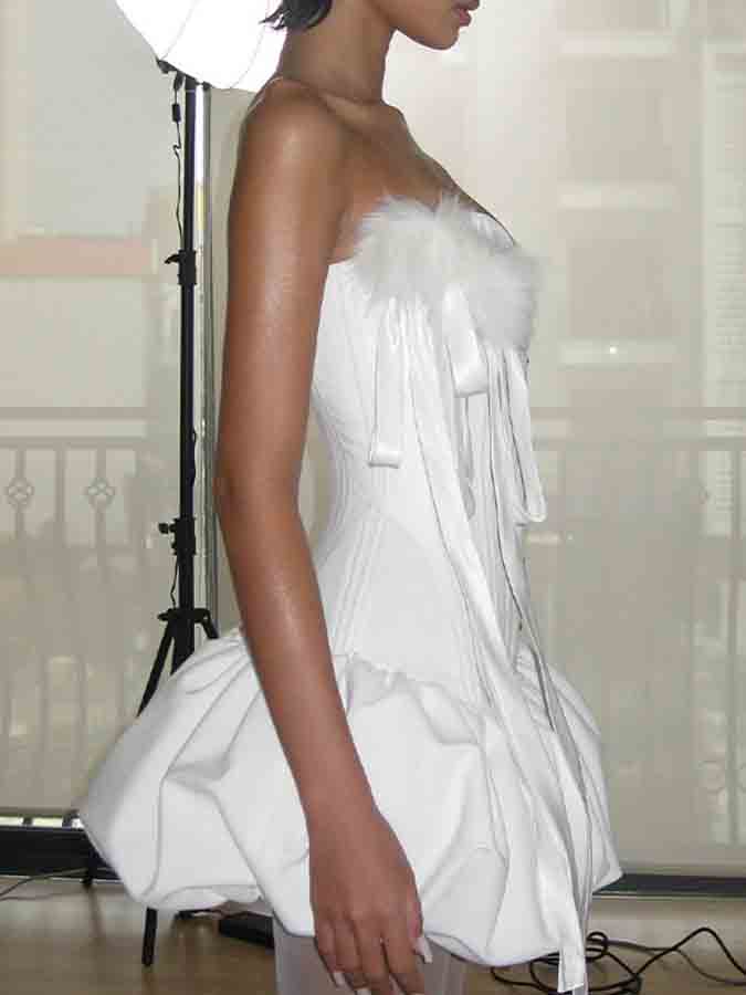 White Off Shoulder Croset Mini Dress